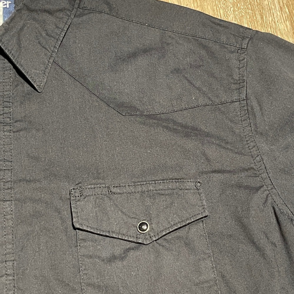 Wrangler Western Shirt Mens Long Sleeve Button Up Black Cowboy Rodeo - Picture 5 of 8